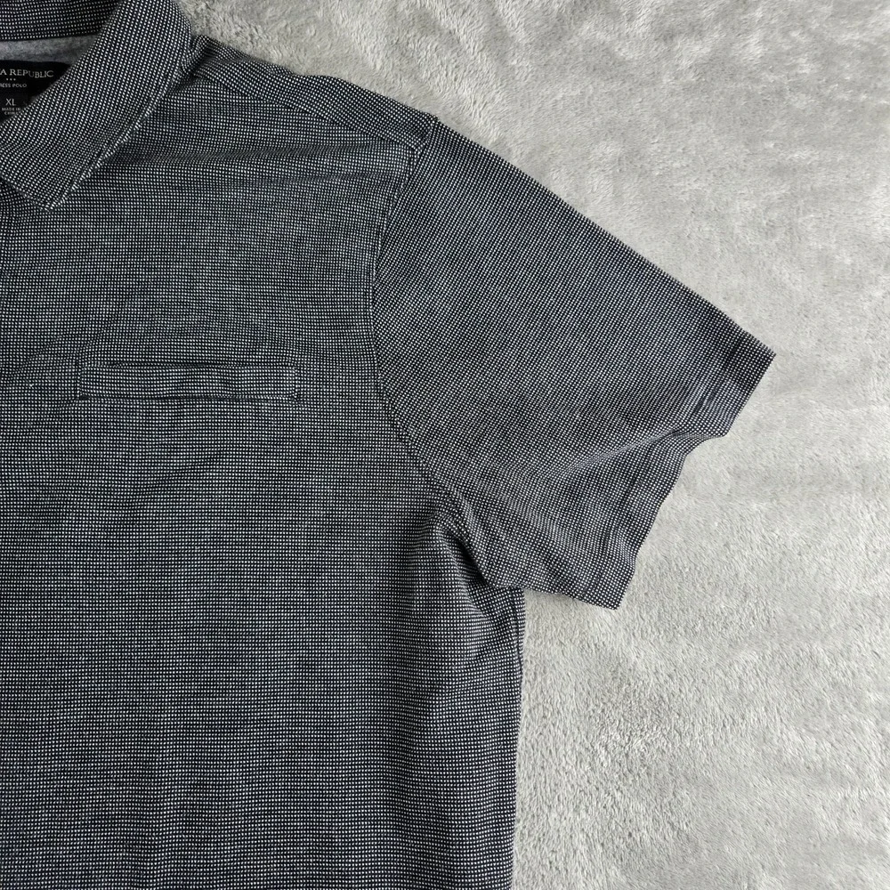 Banana Republic Dress Polo Shirt Mens XL Black Birdseye Short Sleeve Casual Work